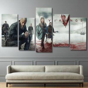 Vikings Ragnar Lodbrok 01 - Movie 5 Panel Canvas Art Wall Decor