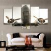 Vintage Airplane Passenger Liner - Aircraft 5 Panel Canvas Art Wall Decor