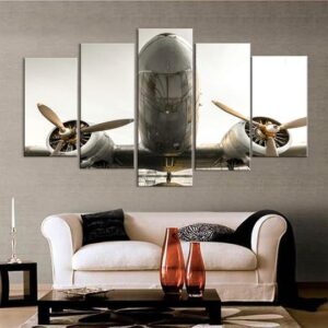Vintage Airplane Passenger Liner - Aircraft 5 Panel Canvas Art Wall Decor