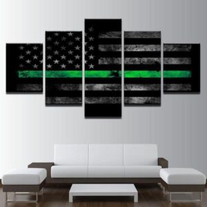 Vintage American Flag - Abstract 5 Panel Canvas Art Wall Decor