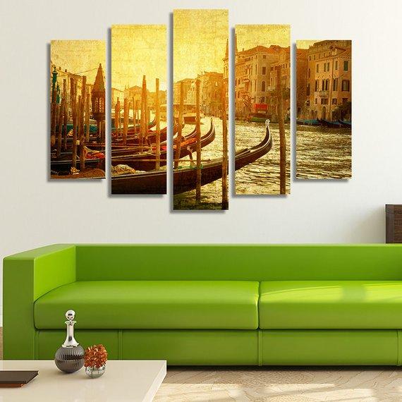 Vintage At Sunset - Nature 5 Panel Canvas Art Wall Decor Vintage At Sunset - Nature 5 Panel Canvas Art Wall Decor