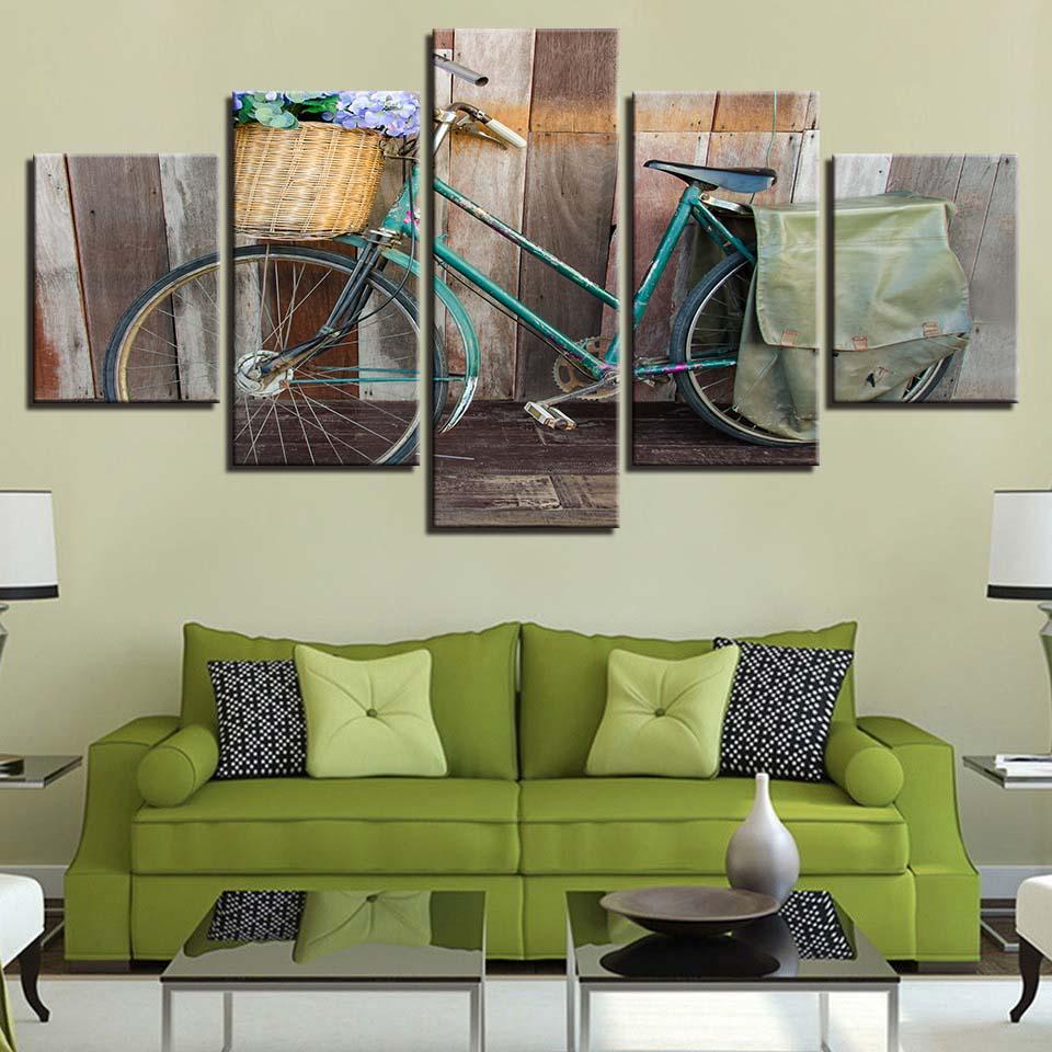 Vintage Bike 2 - Nature 5 Panel Canvas Art Wall Decor Vintage Bike 2 - Nature 5 Panel Canvas Art Wall Decor