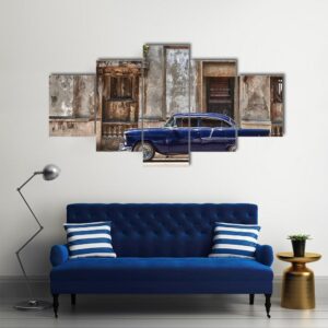 Vintage Car In Havana 1 - Automative 5 Panel Canvas Art Wall Decor
