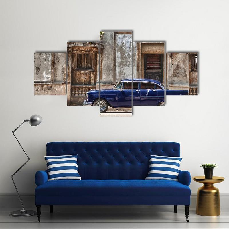Vintage Car In Havana - Automative 5 Panel Canvas Art Wall Decor Vintage Car In Havana - Automative 5 Panel Canvas Art Wall Decor