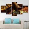 Vintage Compass Treasure Map - Abstract 5 Panel Canvas Art Wall Decor