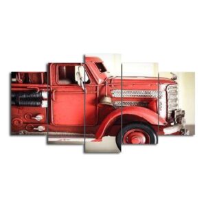 Vintage Fire Engine - Automative 5 Panel Canvas Art Wall Decor