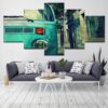Vintage Green Bus 01 - Automative 5 Panel Canvas Art Wall Decor