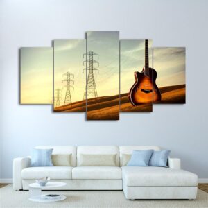 Vintage Guitar - Music 5 Panel Canvas Art Wall Decor