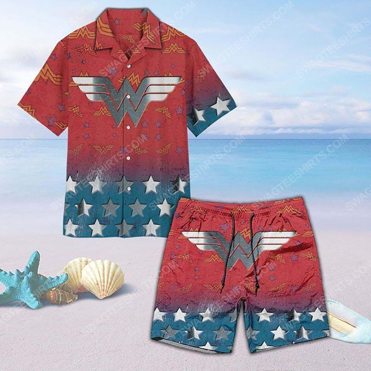 Vintage Justice League Summer Vacation Hawaiian Shirt- Maria Vintage Justice League Summer Vacation Hawaiian Shirt- Maria