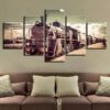 Vintage Railroad Locomotive Train Modular - Automative 5 Panel Canvas Art Wall Decor
