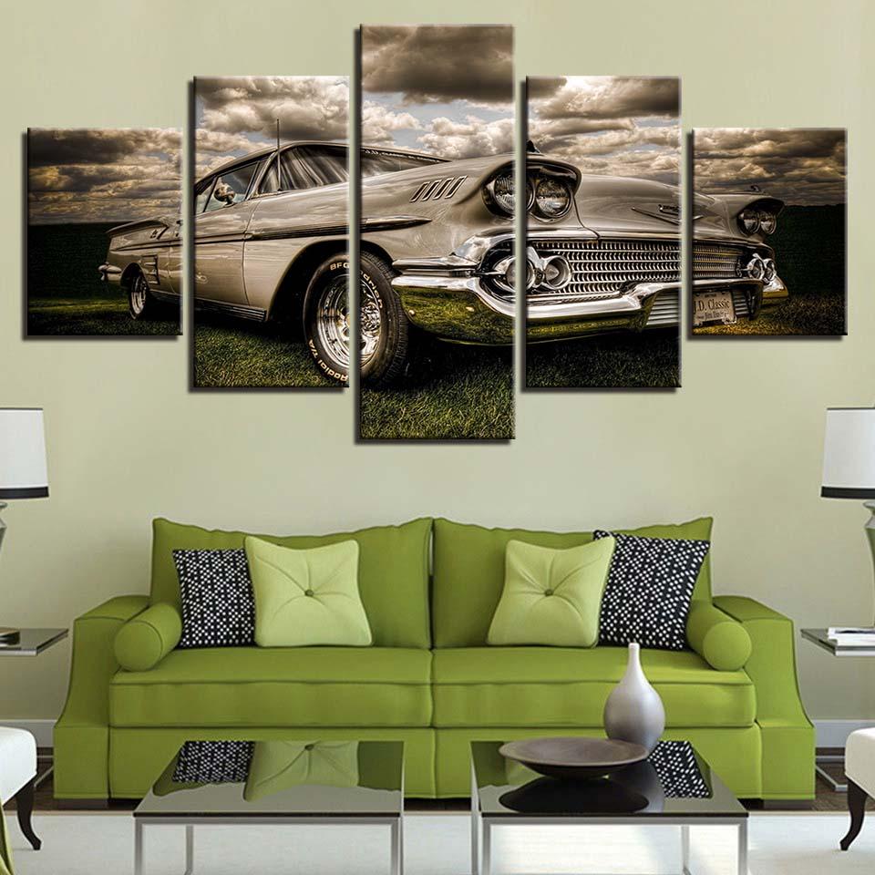 Vintage Retro Car - Automative 5 Panel Canvas Art Wall Decor Vintage Retro Car - Automative 5 Panel Canvas Art Wall Decor