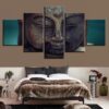Vintage Stone Buddha - Religion 5 Panel Canvas Art Wall Decor