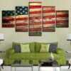 Vintage Wood Looking Us American Flag - Abstract 5 Panel Canvas Art Wall Decor