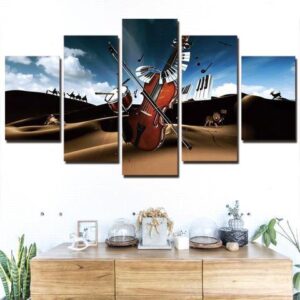 Violin Desert - Music 5 Panel Canvas Art Wall Decor