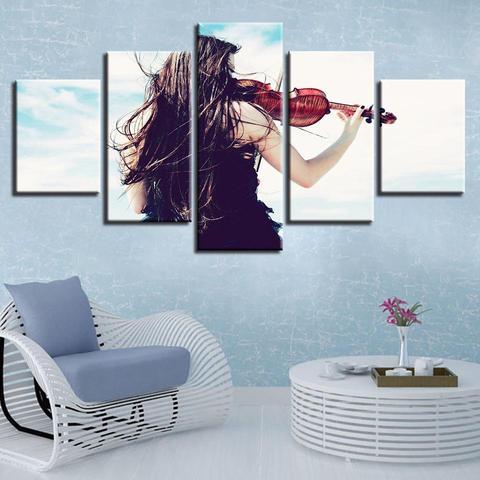 Violin Solo - Music 5 Panel Canvas Art Wall Decor Violin Solo - Music 5 Panel Canvas Art Wall Decor