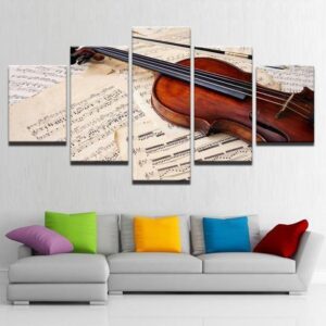 Violin - Music 5 Panel Canvas Art Wall Decor
