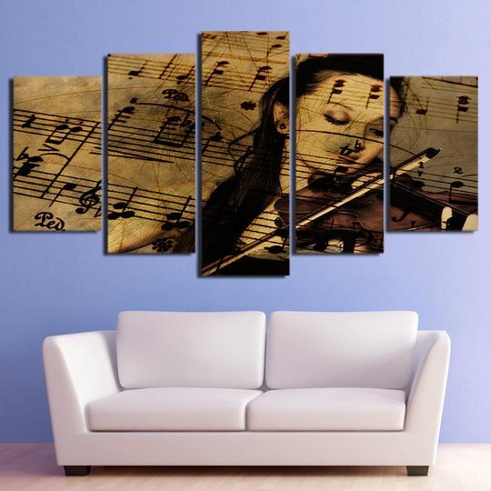 Violinist Sheet Music - Music 5 Panel Canvas Art Wall Decor Violinist Sheet Music - Music 5 Panel Canvas Art Wall Decor