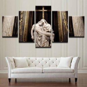 Virgin Mary And Jesus 1 - Religion 5 Panel Canvas Art Wall Decor