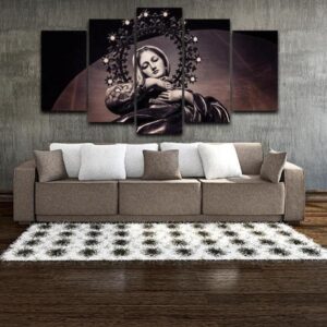 Virgin Mary Effigy - Religion 5 Panel Canvas Art Wall Decor