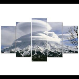 Volcano Mountain Cyclone - Nature 5 Panel Canvas Art Wall Decor