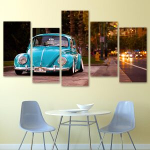 Volkswagen Beetle Car 01 - Automative 5 Panel Canvas Art Wall Decor