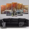 Volkswagen Beetles Vintage Car Road Trees Cars - Automative 5 Panel Canvas Art Wall Decor
