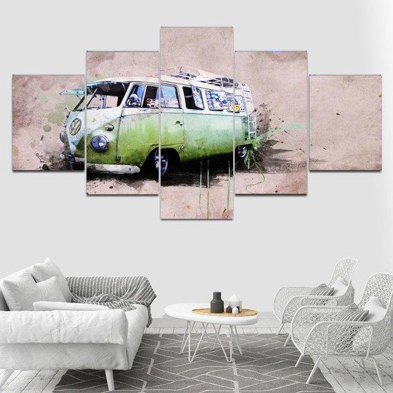Volkswagen Bus Car - Automative 5 Panel Canvas Art Wall Decor Volkswagen Bus Car - Automative 5 Panel Canvas Art Wall Decor