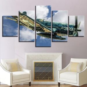 Vought F4U-4 Corsair Us Navy World War Ii Fighter Ww2 - Aircraft 5 Panel Canvas Art Wall Decor