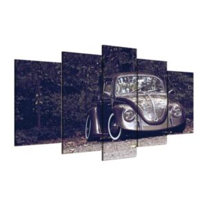 Vw Bug Beetle Lowrider Slammed - Automative 5 Panel Canvas Art Wall Decor