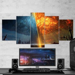 WOW World of Warcraft Teldrassil Burning -Abstract 5 Panel Canvas Art Wall Decor