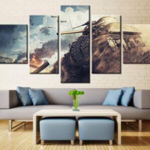 WWII Road Honor World Tanks Wargaming June - Gaming 5 Panel Canvas Art Wall Decor