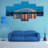 Waal Bridge At Nijmegen At Night - Nature 5 Panel Canvas Art Wall Decor