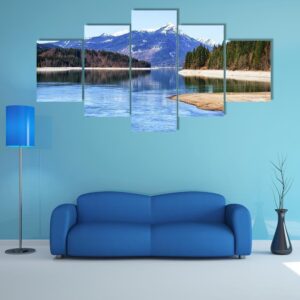 Walchensee Lake In Bavaria - Nature 5 Panel Canvas Art Wall Decor