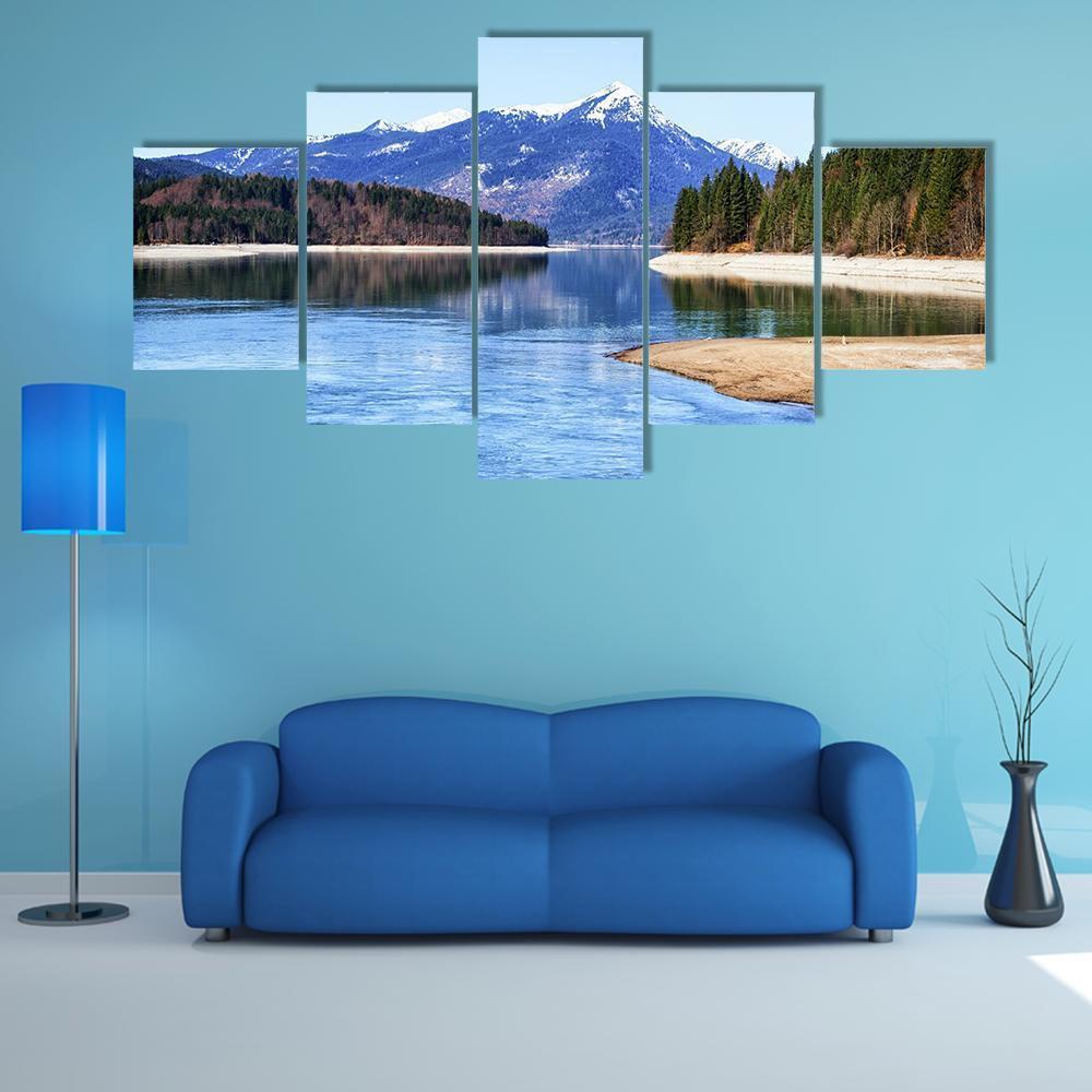 Walchensee Lake In Bavaria - Nature 5 Panel Canvas Art Wall Decor Walchensee Lake In Bavaria - Nature 5 Panel Canvas Art Wall Decor