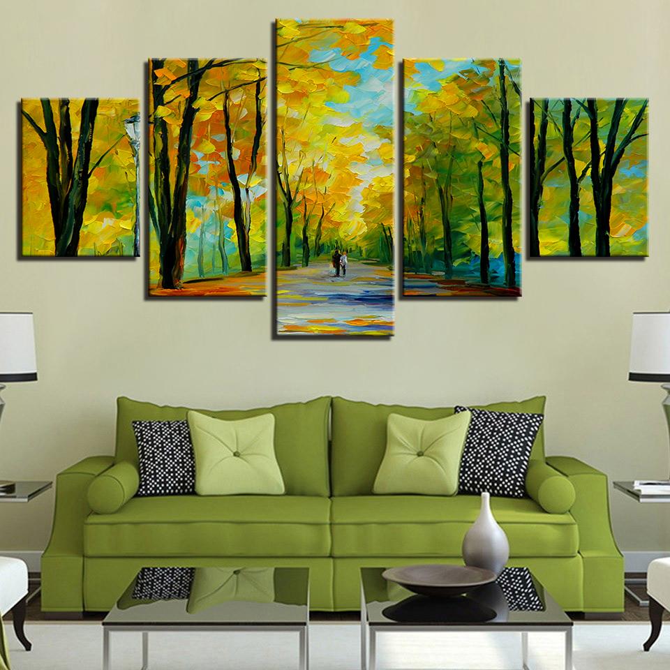 Walk In The Woods - Abstract 5 Panel Canvas Art Wall Decor Walk In The Woods - Abstract 5 Panel Canvas Art Wall Decor