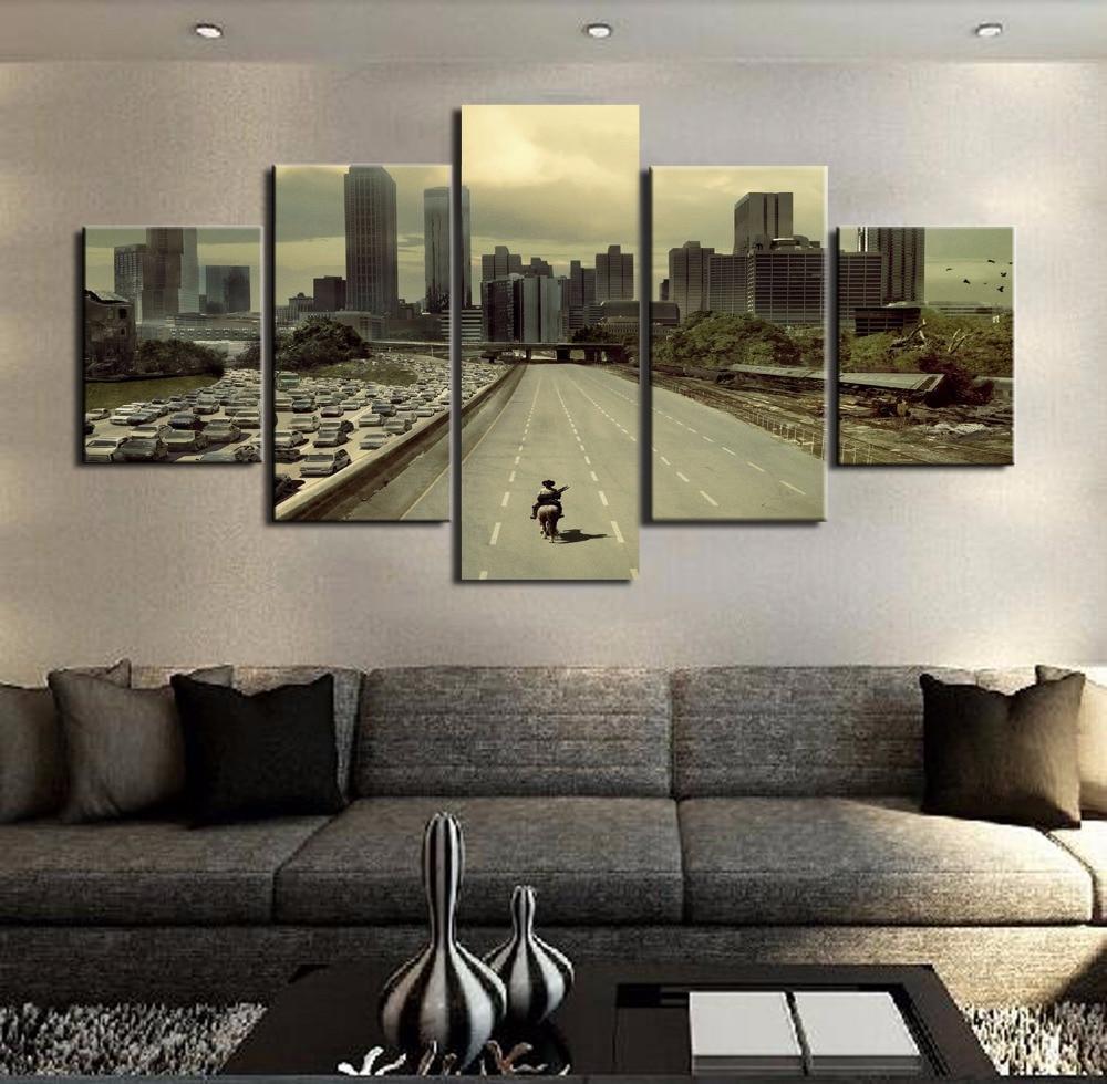 Walking Dead Landscape - Movie 5 Panel Canvas Art Wall Decor Walking Dead Landscape - Movie 5 Panel Canvas Art Wall Decor