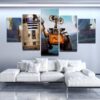 Wall-E Meets R2D2 - Cartoon 5 Panel Canvas Art Wall Decor