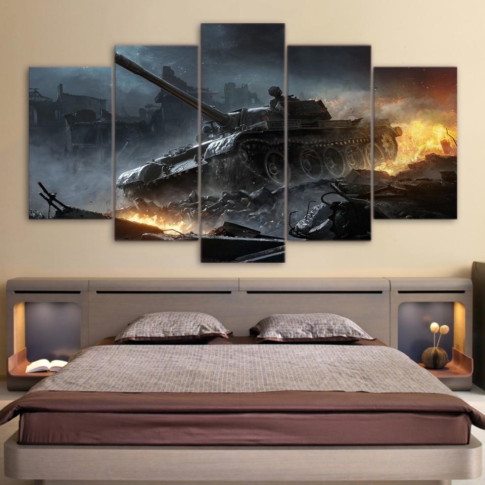 War World Of Tanks 01 - Gaming 5 Panel Canvas Art Wall Decor War World Of Tanks 01 - Gaming 5 Panel Canvas Art Wall Decor