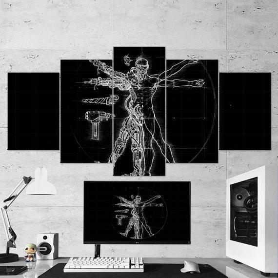 Warhammer Black White - Gaming 5 Panel Canvas Art Wall Decor Warhammer Black White - Gaming 5 Panel Canvas Art Wall Decor