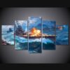 Warships Fighting 01 - Fighing 5 Panel Canvas Art Wall Decor