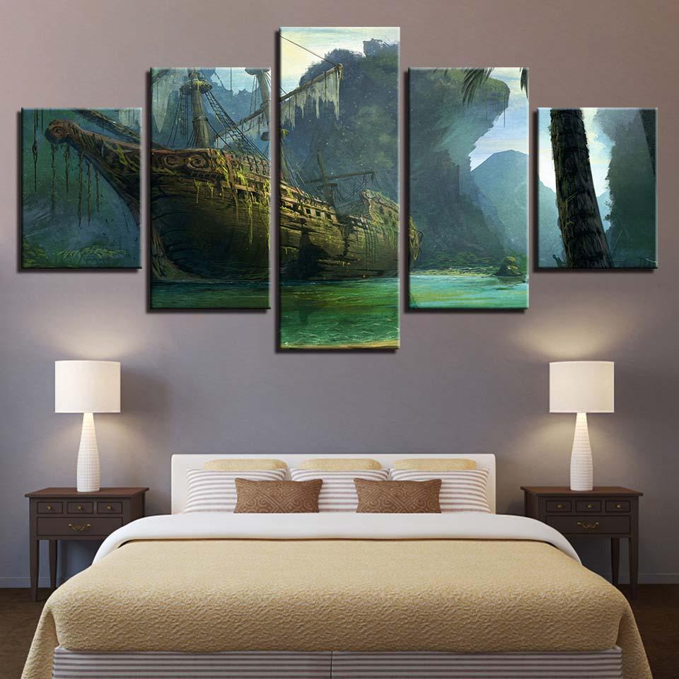 Warships Sea - Ocean 5 Panel Canvas Art Wall Decor Warships Sea - Ocean 5 Panel Canvas Art Wall Decor