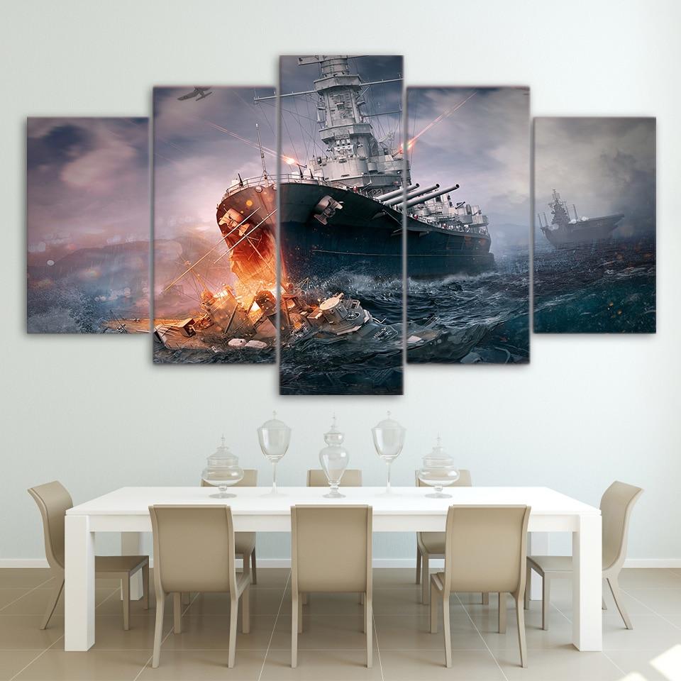 Warships world war - Ocean 5 Panel Canvas Art Wall Decor Warships world war - Ocean 5 Panel Canvas Art Wall Decor