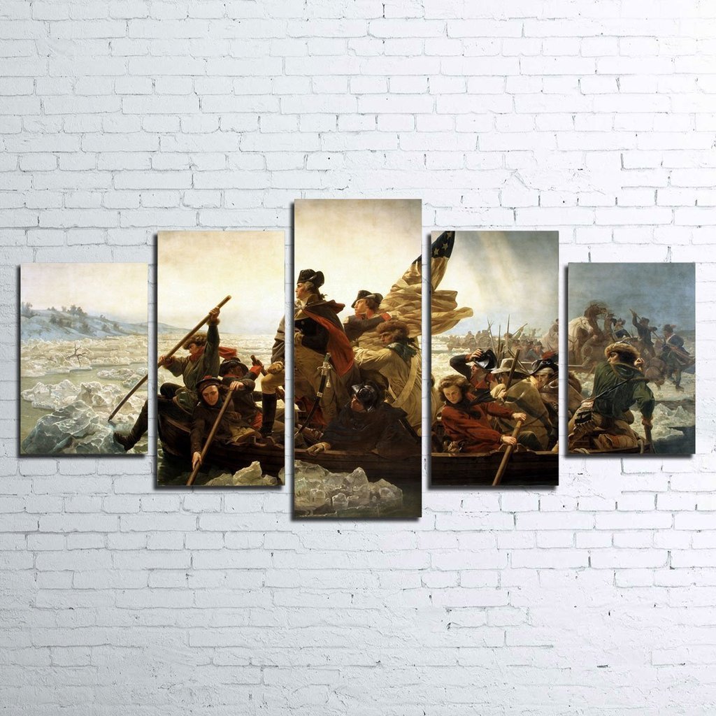 Washington Crossing The Delaware - Landscape 5 Panel Canvas Art Wall Decor Washington Crossing The Delaware - Landscape 5 Panel Canvas Art Wall Decor