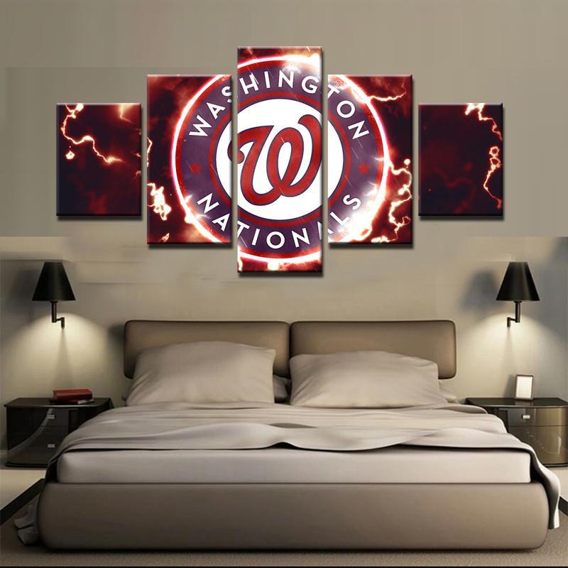 Washington Nationals Team - Sport 5 Panel Canvas Art Wall Decor Washington Nationals Team - Sport 5 Panel Canvas Art Wall Decor