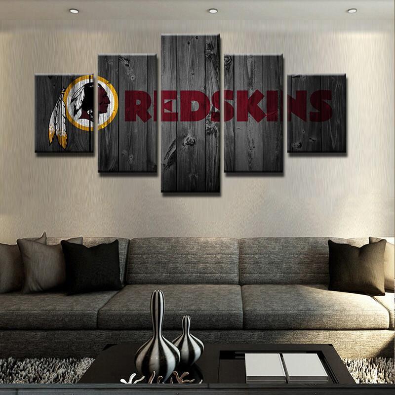 Washington Redskins Logo Football - 5 Panel Canvas Art Wall Decor Washington Redskins Logo Football - 5 Panel Canvas Art Wall Decor