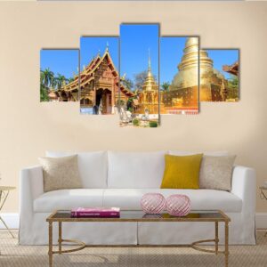 Wat Phra Singh Woramahawihan In Chiang Mai - Religion 5 Panel Canvas Art Wall Decor