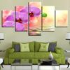 Water And Purple Flower Sunshine - Nature 5 Panel Canvas Art Wall Decor