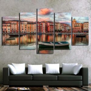 Water City Venice 01 - Nature 5 Panel Canvas Art Wall Decor