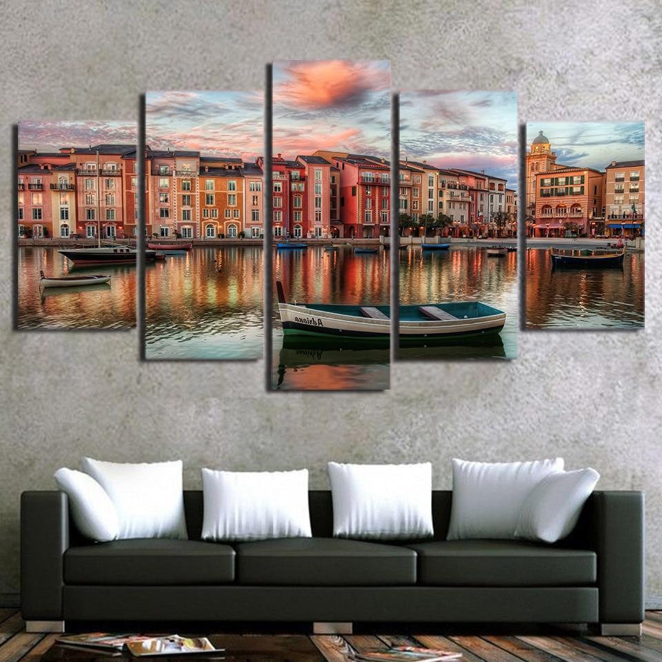 Water City Venice 01 - Nature 5 Panel Canvas Art Wall Decor Water City Venice 01 - Nature 5 Panel Canvas Art Wall Decor