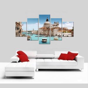 Water City Venice - Nature 5 Panel Canvas Art Wall Decor